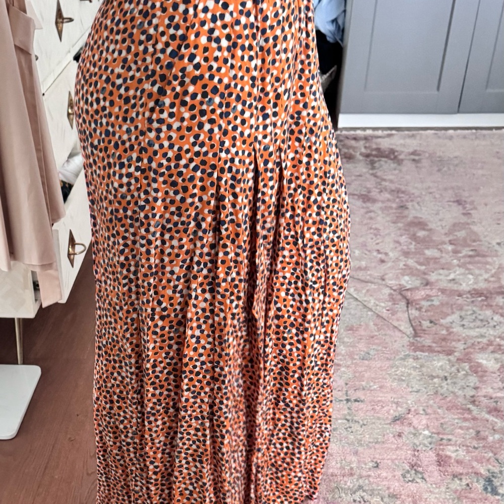 Maeve Gabriela Wide-Leg Pants - Anthropologie - navy orange dots - Picture 3 of 5